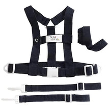 Black Baby Buddy Deluxe Security Harness with adjustable straps and buckles for child safety.