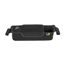 Black Baby Jogger Parent Console featuring compartments for drinks and accessories, designed for convenience during outings.
