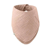 Bandana bib in blush color made of soft, textured fabric, featuring a stylish design suitable for babies.
