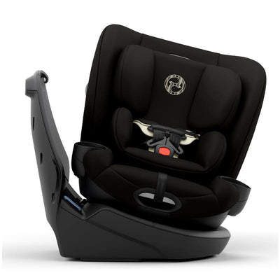 Cybex Callisto G 360 Select Rotating All-In-One Convertible Car Seat features a sleek black design with side-impact protection and adjustable headrest.