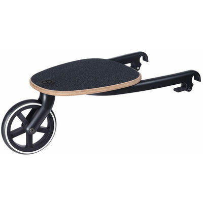 Cybex Kid Board for Priam and Balios S featuring a dark textured surface and a resilient wheel for easy transport.