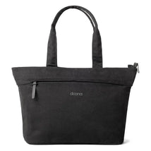 Essentials Diaper Tote Bag in Nitro Black, featuring a spacious design with two handles and a front zipper pocket.