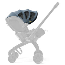 Doona X Summer Canopy in Ocean Blue, designed to fit on a Doona stroller for sun protection and ventilation.