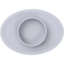 Tiny Bowl by Ezpz in pewter color, featuring a round inner bowl set within an oval base, designed for easy feeding.