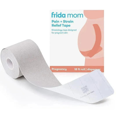 Frida Mom Pregnancy Belly Tape in a roll, designed for pain and strain relief, with an 18 ft length and dispenser.