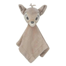 Bambi-themed security blanket featuring a soft, plush deer head and a cozy, tan blanket body.