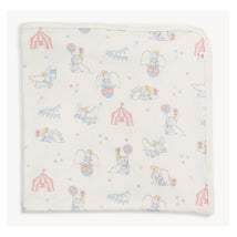 Modal blanket featuring Dumbo in a circus theme, adorned with colorful illustrations of elephants, tents, and stars.