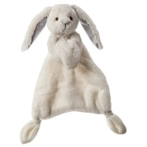 White Silky Bunny Lovey by Mary Meyer, featuring soft fabric, long floppy ears, and a cozy body shape, ideal for infants.