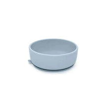 Suction bowl in Lily Blue, designed to securely hold food or snacks for children, featuring a smooth, rounded design.