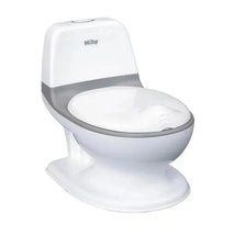 White Nuby My Real Potty designed for children, featuring a comfortable seat and a simple, modern aesthetic.