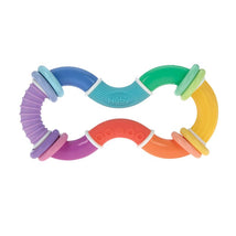Twist-a-Ring Rattle Teether Toy by Nuby, featuring colorful, textured rings for sensory play and teething relief.