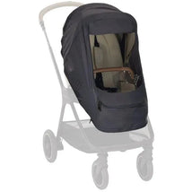 Nuna Stroller Wind Cover in Indigo, featuring a dark fabric design with a transparent front for visibility and protection.