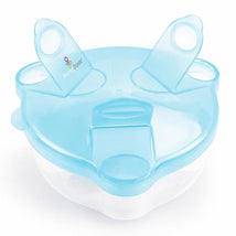 Primo Passi On-The-Go Baby Formula Dispenser in blue, featuring sections for storage and an easy-to-open lid.