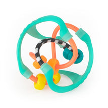 Colorful silicone Busy Ball toy featuring flexible rings and beads for sensory play and development.