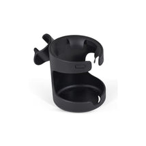 Black cup holder designed for the Silver Cross Nia stroller, featuring a secure fit and a sleek design.