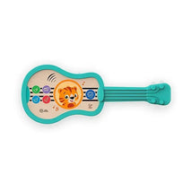 Wooden musical ukulele with a tiger face design, featuring colorful buttons for sound activation.