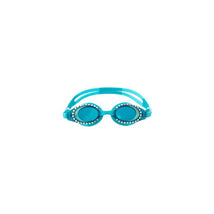 Turquoise Stephen Joseph Bling Goggles featuring decorative gems around the lenses, designed for swimming.