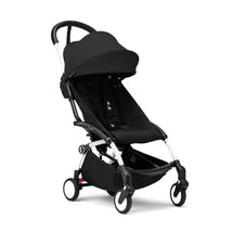 Stokke Yoyo³ stroller in black, featuring a lightweight frame, adjustable canopy, and spacious lower storage basket.