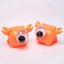 Inflatable swim float bands shaped like an orange sea creature with large eyes and claws, designed for children.