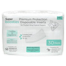 Swaddle Designs Pack of 30 Boosties Disposable Inserts, M/L, for pocket-sling hybrid diapers, featuring premium protection and absorbency.