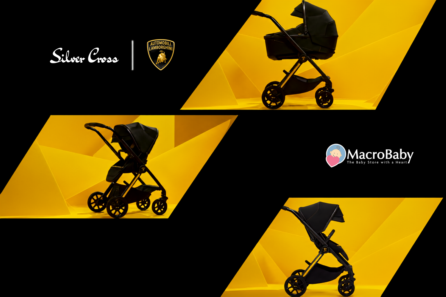 Silver Cross x Automobili Lamborghini Reef AL Giallo limited edition black baby stroller