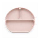 Primo Passi rose pink silicone suction plate with three divided sections for baby feeding