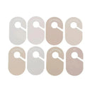 Set of 8 neutral closet dividers for baby and toddler clothing, labeled for sizes 3-6 months to 2T.