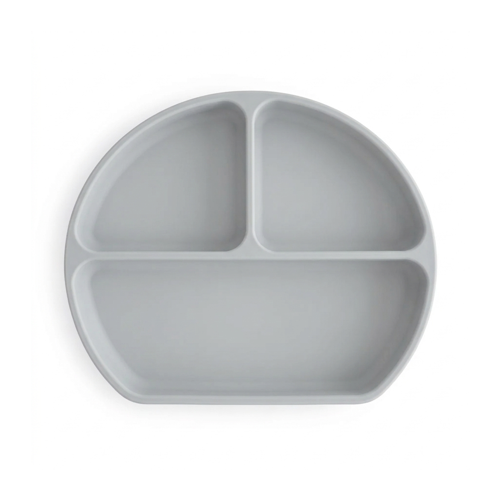 Primo Passi silicone suction baby plate with three compartments in senior grey