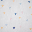 Waterproof Cotton Crib Sheet - Muslin Hearts