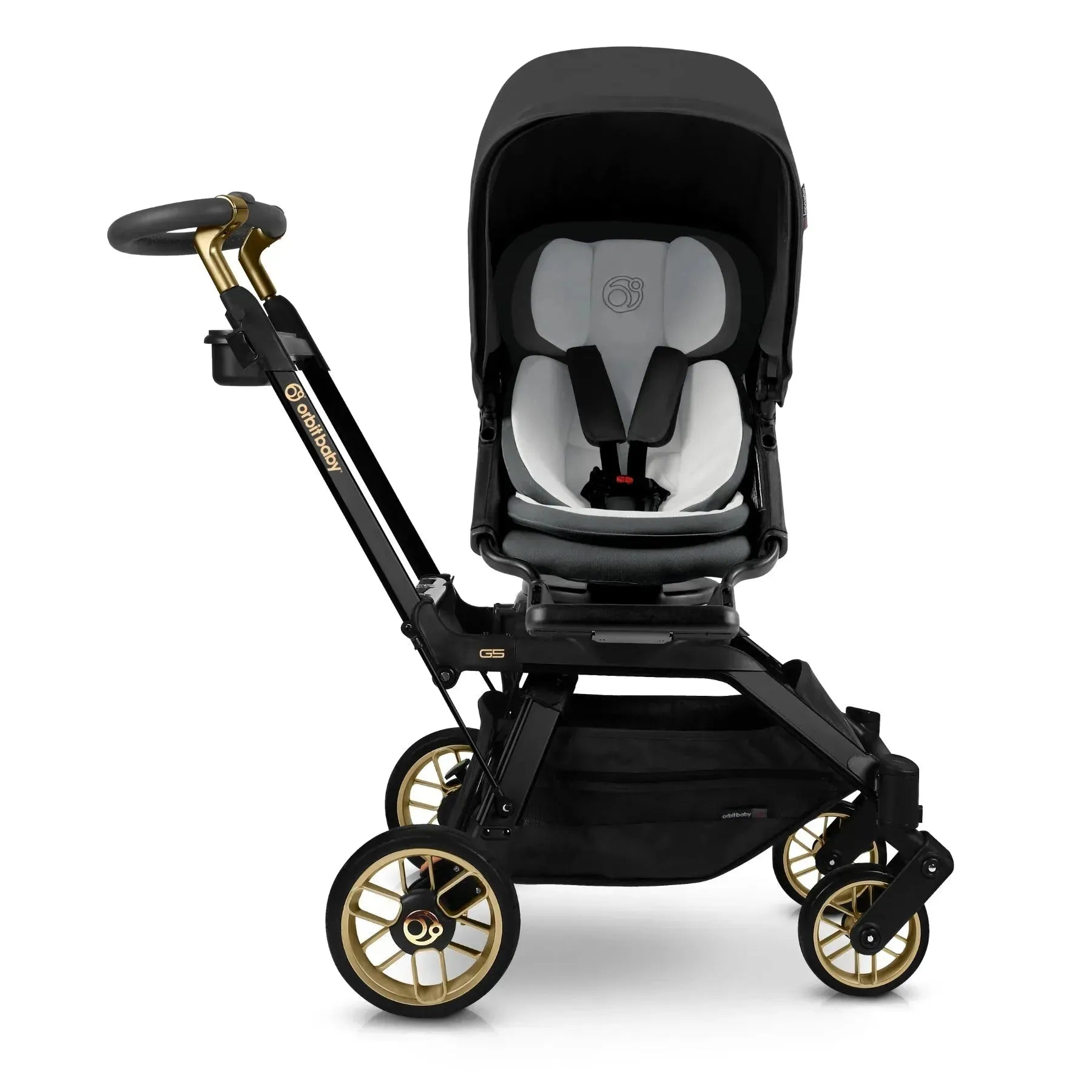 Orbit Baby G5 Stroller in Black with Black Luxe frame, detail view