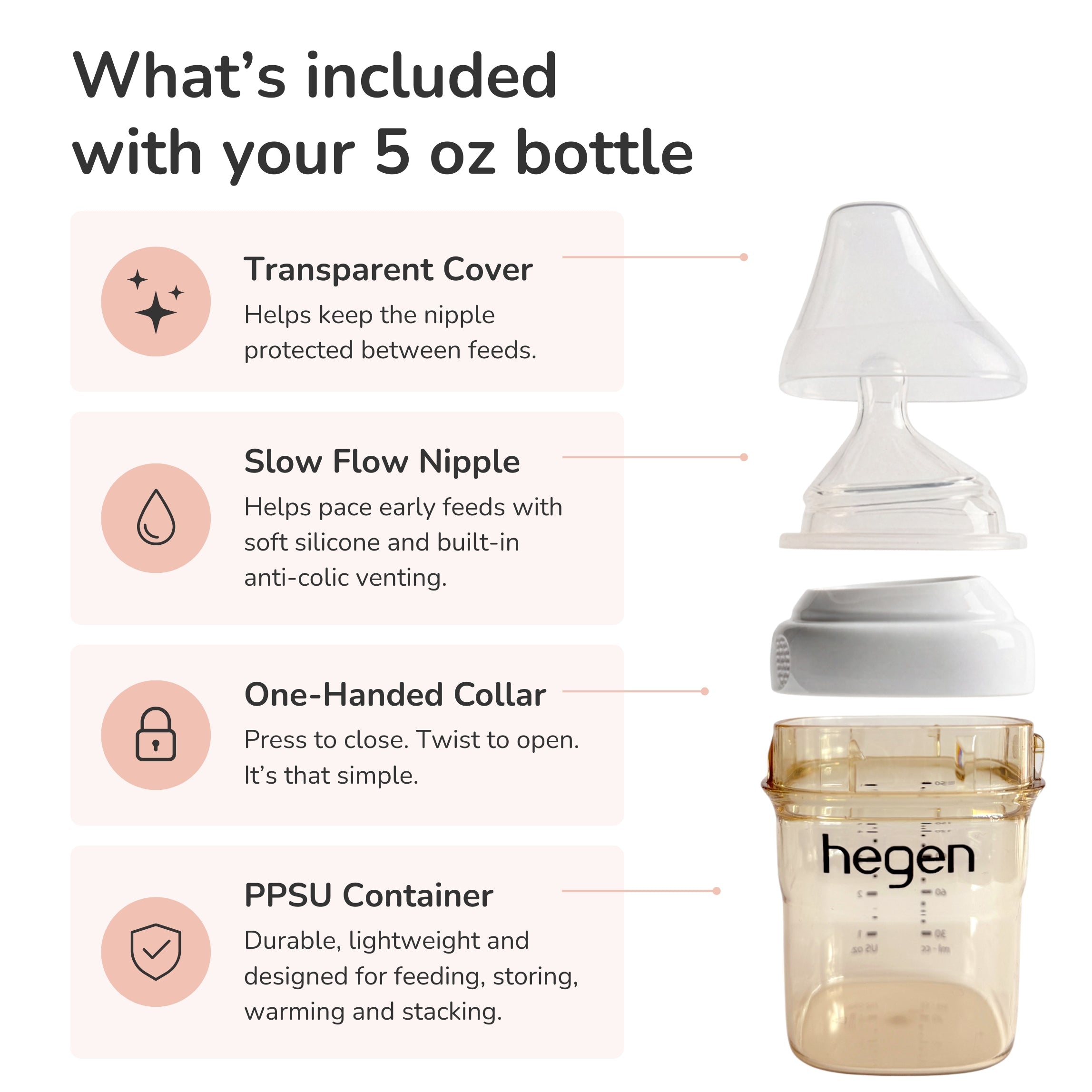Hegen PPSU Anti-Colic Baby Bottle - 1 to 3 Months 150ml/5oz - Blue - 2-Pack