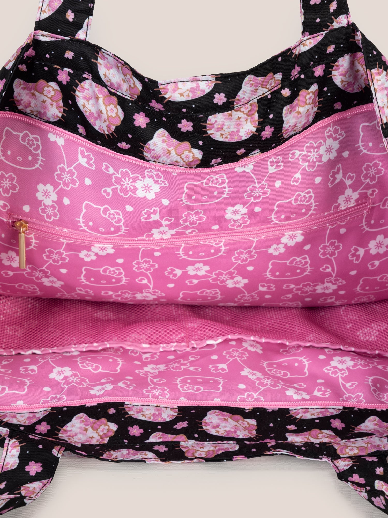 Hello Kitty × JuJuBe Cherry Blossoms Super Be Large Diaper Bag Duffel, Black and Pink Image 5