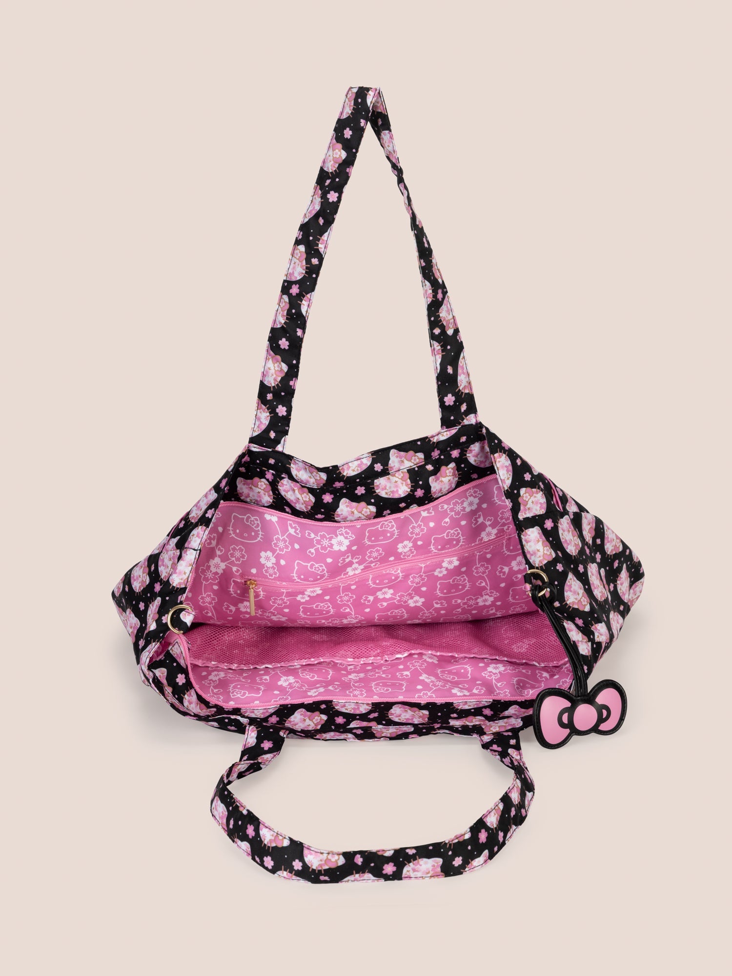 Hello Kitty × JuJuBe Cherry Blossoms Super Be Large Diaper Bag Duffel, Black and Pink Image 6