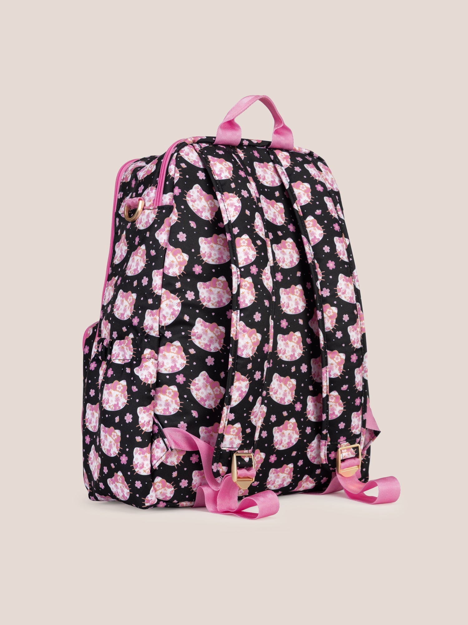 Hello Kitty × JuJuBe Cherry Blossoms Zealous Backpack Diaper Bag, Black and Pink Image 5