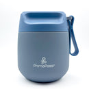Dusty blue Primo Passi insulated food jar with carry strap and lid
