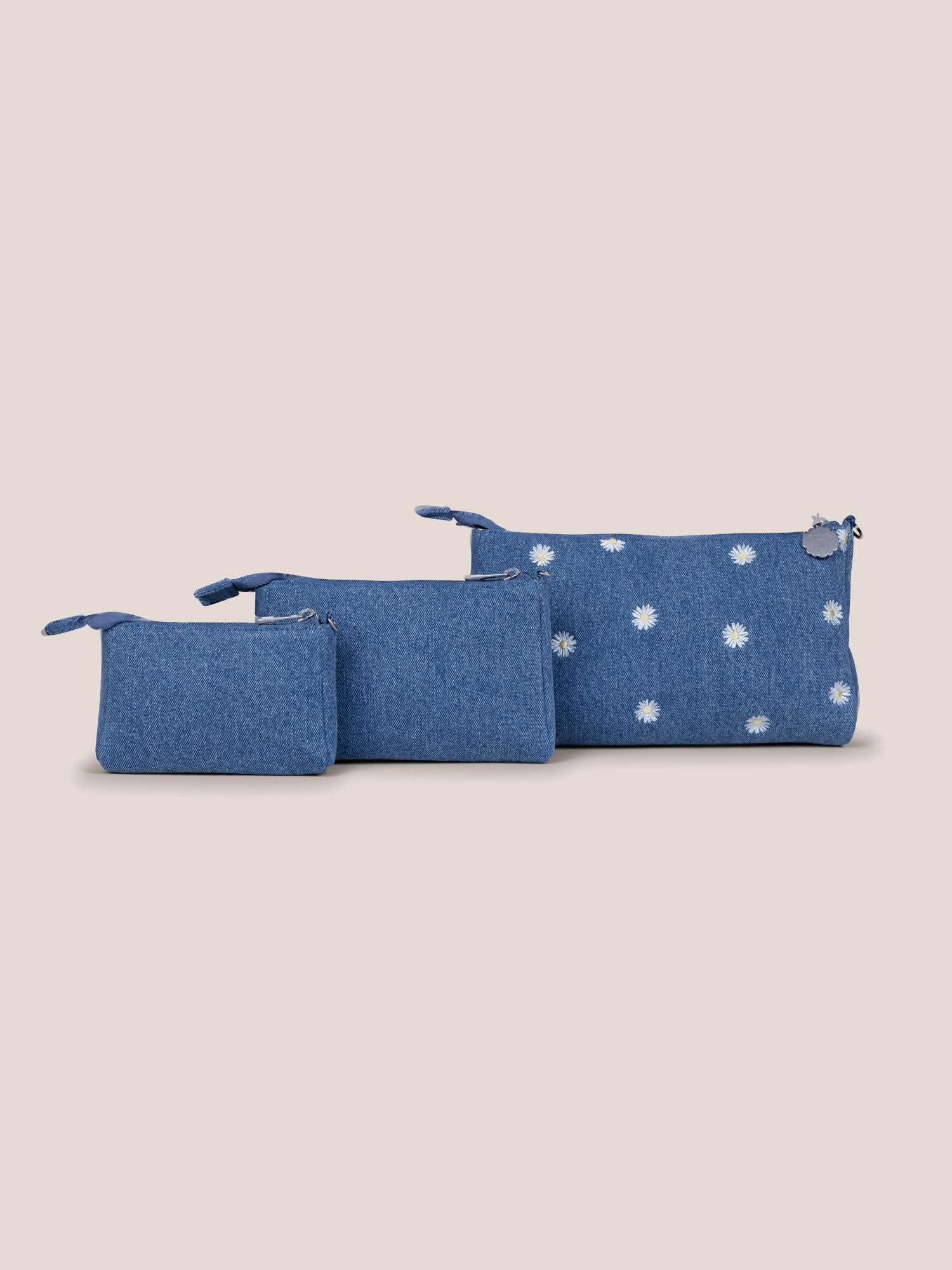 3-Piece Pouch Clutch Purse Set, Denim & Daisies Image 10