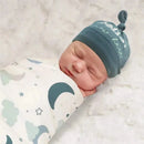 A.D Sutton - Baby Cotton Swaddle Blanket Wrap with Headband or Hat Set, Hello I'm New Here Image 4