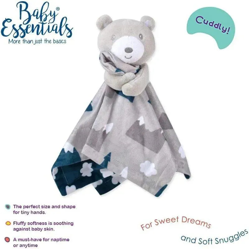 Cuddly security blanket featuring a bear design, made from soft fabric, ideal for comforting babies during naptime.