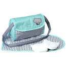 Adora Baby Doll Diaper Bag with zig zag print, includes changing mat and two doll diapers, featuring an elephant design.
