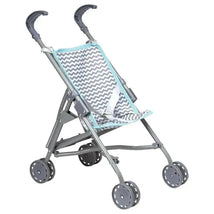 Adora Zig Zag Small Doll Umbrella Stroller in gray with a zigzag patterned seat and four wheels, designed for pretend play.