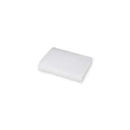 White jersey crib sheet, designed for baby cribs, showcasing soft fabric and a simple, clean design.