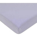 100% natural cotton jersey knit fitted crib sheet in lavender, designed for comfort and fit.