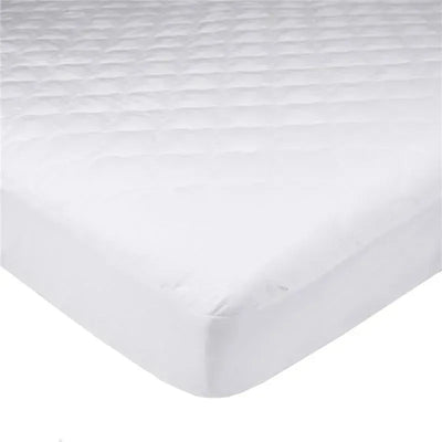 Ultra soft microfiber waterproof fitted mattress protector for Pack N Play, showcasing a smooth, quilted white surface.