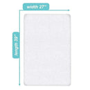 Waterproof Pack N Play mattress protector in white, measuring 27 x 39 inches, with subtle textured design.