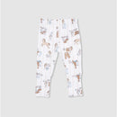 Convertible pants featuring a cowboy-themed pattern with horses, boots, and lassos, ideal for nursery wear.