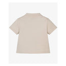 Short sleeve polo shirt for baby boys in oak color, featuring a classic collar and soft fabric.