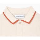 Baby boy short sleeve polo shirt in oak color featuring a red piping detail and an Emporio Armani label.