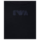 Navy short sleeve t-shirt for boys featuring an embroidered EA logo in dark blue.