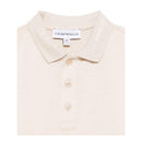 Short sleeve baby boy polo shirt in oak color by Armani, featuring a textured collar and three button closure.