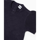 Navy flared dress for babies, featuring all-over eagle jacquard knit and short sleeves.